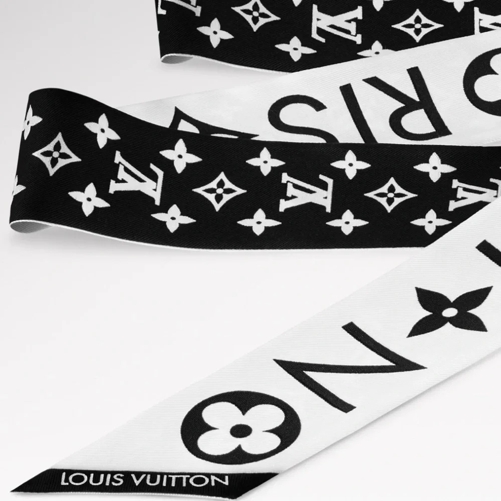 Louis Vuitton Black and White Monogram Silk Bandeau